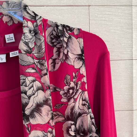 Susan Graver Pink Floral Top and Vest Set NWOT size small - Picture 2 of 8